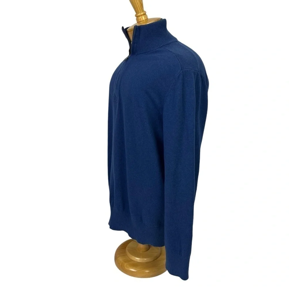 Banana Republic Men’s 1/4 Zip Sweater Sz XL Color Blue Mock Neck 10% Cashmere